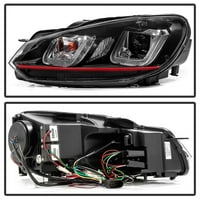 Spyder Volkswagen Golf GTI 10-Változat Projektor fényszórók-csak halogén modell - Dual U DRL-Fekete