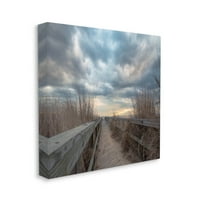 Felhős tengerparti sétány nézet tengerparti fotógaléria csomagolt vászon nyomtatott fal művészet