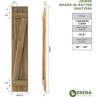 Ekena Millwork 1 2 W 56 H Americraft Három tábla külső igazi fa csatlakoztatott deszka-n-batten redőnyök w z-bar, fekete