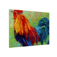 Marion Rose védjegye képzőművészet 'Gold Rooster Band of Gold Rooster' Wooden Wall Art művészete