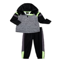 Atlétikai munkák kisfiú és kisgyermek fiú aktív negyed-zip dzseki és kocogó nadrágos ruhák, 2-darab, 12 m-5t