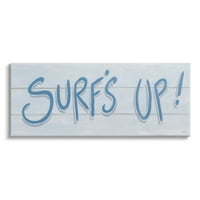 Stupell Industries Surf ' s up tengeri strand kifejezés puha kék tipográfia Grafikai Galéria-becsomagolt vászon nyomtatás Falművészet,
