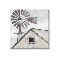 Stupell Industries vidéki szélmalom sötét felhős égbolt vidéki pajta festménygaléria csomagolt vászon nyomtatott fali művészet,