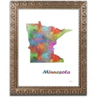 Védjegy Szépművészet Minnesota State Map-1 vászon művészet, Marlene Watson, arany díszes keret