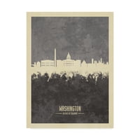 Képzőművészet „Washington DC Skyline Grey” vászon művészete, Michael Tompsett