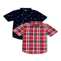 Wrangler fiúk rövid ujjú gombos ing, 2-csomag, méretű 4- és Husky