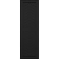 Ekena Millwork 12 W 34 H True Fit PVC Két panel Chevron modern stílusú rögzített redőnyök, fekete