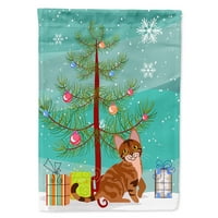 Carolines kincsek BB4431CHF Sokoke macska Boldog karácsonyfa zászló vászon ház mérete nagy, többszínű