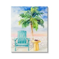 Stupell Industries trópusi tengerparti szék pálmafa tengerparti festményvászon, Wall Art, 30, Lanie Loreth tervezése