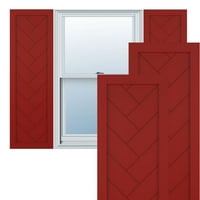 Ekena Millwork 18 W 53 H True Fit PVC Egyetlen Panel Heringbone Modern stílusú rögzített redőnyök, tűzvörös