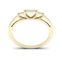 1 8ct tdw gyémánt 10k sárga arany klaszter három kő alakú gyűrű