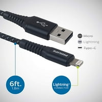 A Philips tartós USB-A a Lightning 6ft. Töltő kábel, 3PK - DLC4303V 37