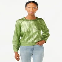 Scoop női fémfólia pulóver