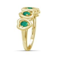 Carat T.G.W. Smaragd 14k arany az ezüst szívgyűrű felett