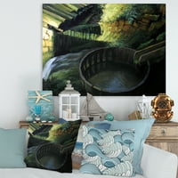 Designart 'Old Watermill a Green Nature Landscape' Lake House Canvas Wall Art nyomtatás