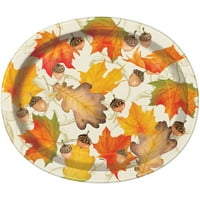 Arany Őszi levelek Hálaadás papír ovális lemezek, 12in, 8ct