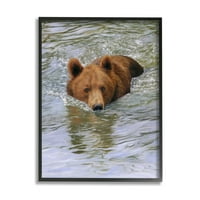 Barna medve -tó vízi splash állatok és rovarok Fénykép fekete keretes művészeti nyomtatási fal művészet