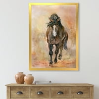 Designart 'Absztrakt portré a gyönyörű gesztenye ló i' parasztház keretes művészeti nyomtatás