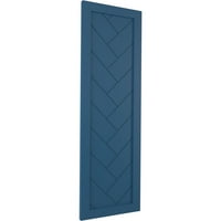 Ekena Millwork 12 W 48 H True Fit PVC Egyetlen panel Heringbone modern stílusú rögzített redőnyök, Logourn Blue