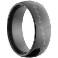 Félkerekű fekete cirkónium gyűrű baseball lézert varrással a gyűrű körül