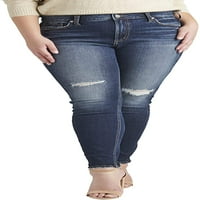 Ezüst Jeans Co. női plusz méret Suki Mid Rise Skinny Láb farmer derékméret 12-24