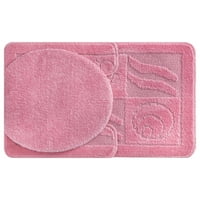 Ottomanson szép mosható, csúszás nélküli gumi hátsó polipropilén rózsaszín fürdőszoba szett, darab