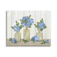 Stupell Industries Blue Geranium virág vázák grafikus galéria csomagolt vászon nyomtatott fali művészet, Annie Lapoint tervezése
