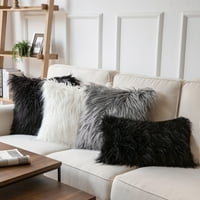 A Phantoscope Designer választott dekoratív dobási párnakészlete, bolyhos Fau Fur & Pom Pom Velvet Bundle, a kanapé kanapé hálószobájához,