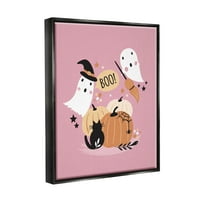 Rózsaszín boo halloween szellemek ünnepi grafikus művészet jet fekete keretes művészeti nyomtatási fal művészet