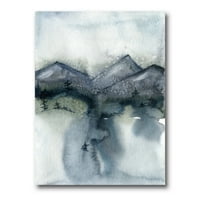 Designart 'Minimalista táj a hegyek hó és fák modern vászon fali művészete
