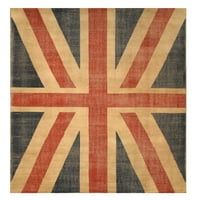 Piros Kézzel Csomózott Gyapjú Alkalmi Union Jack Brit Zászló Szőnyeg, 8 '10'