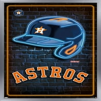 Houston Astros - Neon sisak fali poszter, 14.725 22.375 keretes
