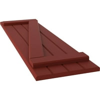 Ekena Millwork 14 W 43 H Americraft Négy tábla külső valódi fa csatlakoztatott tábla-N-Batten redőnyök W Z-Bar, Pepper Red