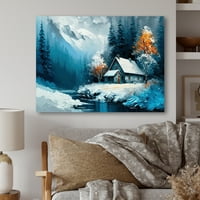 Designart kabin az erdőben télen i Canvas Wall Art