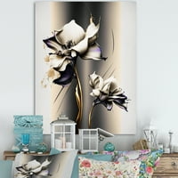 Designart fehér orchidea virág arany bézs festékre III vászon fali művészet