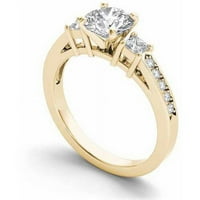 1- Carat T.W. Gyémánt háromköves eljegyzési gyűrű 14 kt sárga aranyban