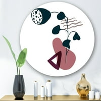 Designart 'Absztrakt virágok elemi formákkal v' Modern körfém fali művészet - 23 -as lemez