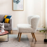 Aukfa kényelmes bukás szék fa lábakkal, akcentus szék nappali hálószoba-fehér