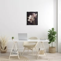 Rózsaszín vintage mintás orchidea botanikai és virágos grafikus jet fekete keretes művészeti nyomtatási fal art