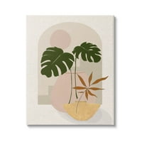 Trópusi geometriai növényi formák Botanikus és virágos grafikus galéria csomagolt vászon nyomtatott fali művészet