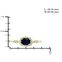 1. Carat T.G.W. Zafír drágakő és fehér gyémánt akcentus arany a sterling ezüst gyűrű felett