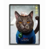 Stupell Industries Cat Taxi Modern Animal Humor Ride megosztott fali művészeti tervezés, Lucia Heffernan, 16 20