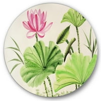 Designart 'ősi rózsaszín lótuszok a tóban v' hagyományos körfém fali művészet - 23 -as lemez