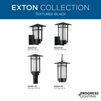 Exton Collection One-Light texturált fekete és maratott magozott üveg Modern stílusú kültéri Lámpás