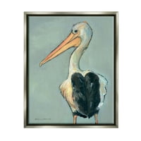 Stupell pelikán madár vadon élő állatok festmény állatok és rovarok festés szürke úszó keretes művészeti nyomtatási fal művészet
