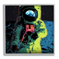 Élénk űrhajós világűr művészet gyerekeknek grafikus szürke keretes művészeti nyomtatási fal művészet