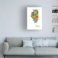 Marlene Watson 'Illinois State Map 1' Canvas Art