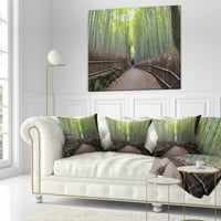 Designart Arashiyama Bamboo Path Japán - Forest Throw párna - 16x16