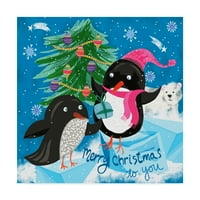 Védjegy Szépművészet 'Xmas Penguins' vászon művészete: Lisa Powell Braun