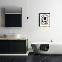 Stupell Industries buta fürdőszoba humor képzeletbeli tipográfia WC -papír grafikus művészet fémes arany úszó keretes vászon